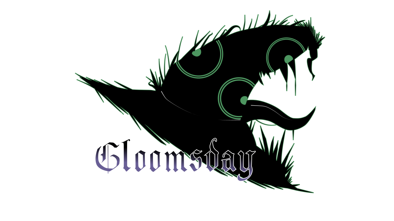 Gloomsday hat emblem with title, vector source